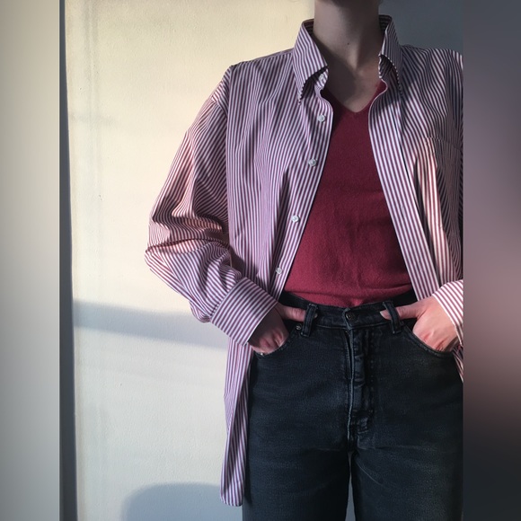 Nordstrom Burgundy/Maroon Striped Dress Shirt - Picture 2 of 4